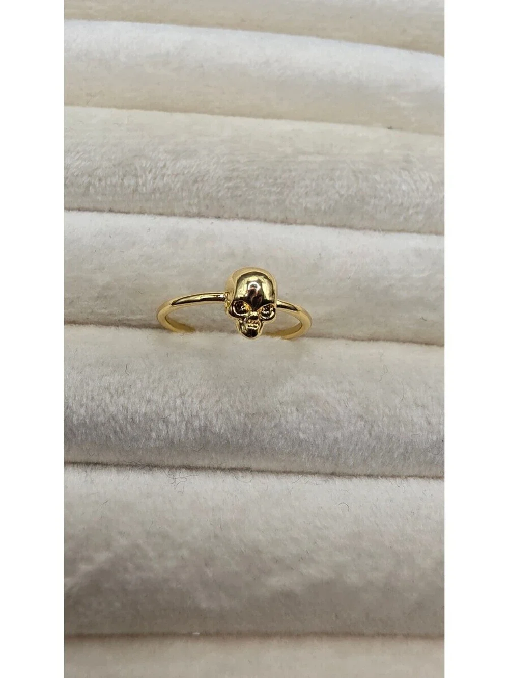 18k Gold Plated Small Skull Ring Size 7 Gothic Minimalist